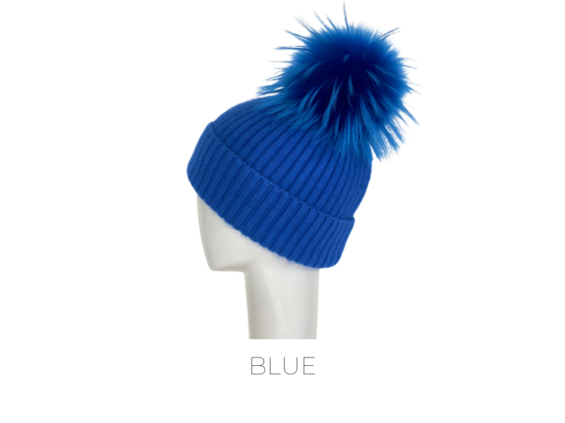 Angora/Wool Blend Hat in Blue