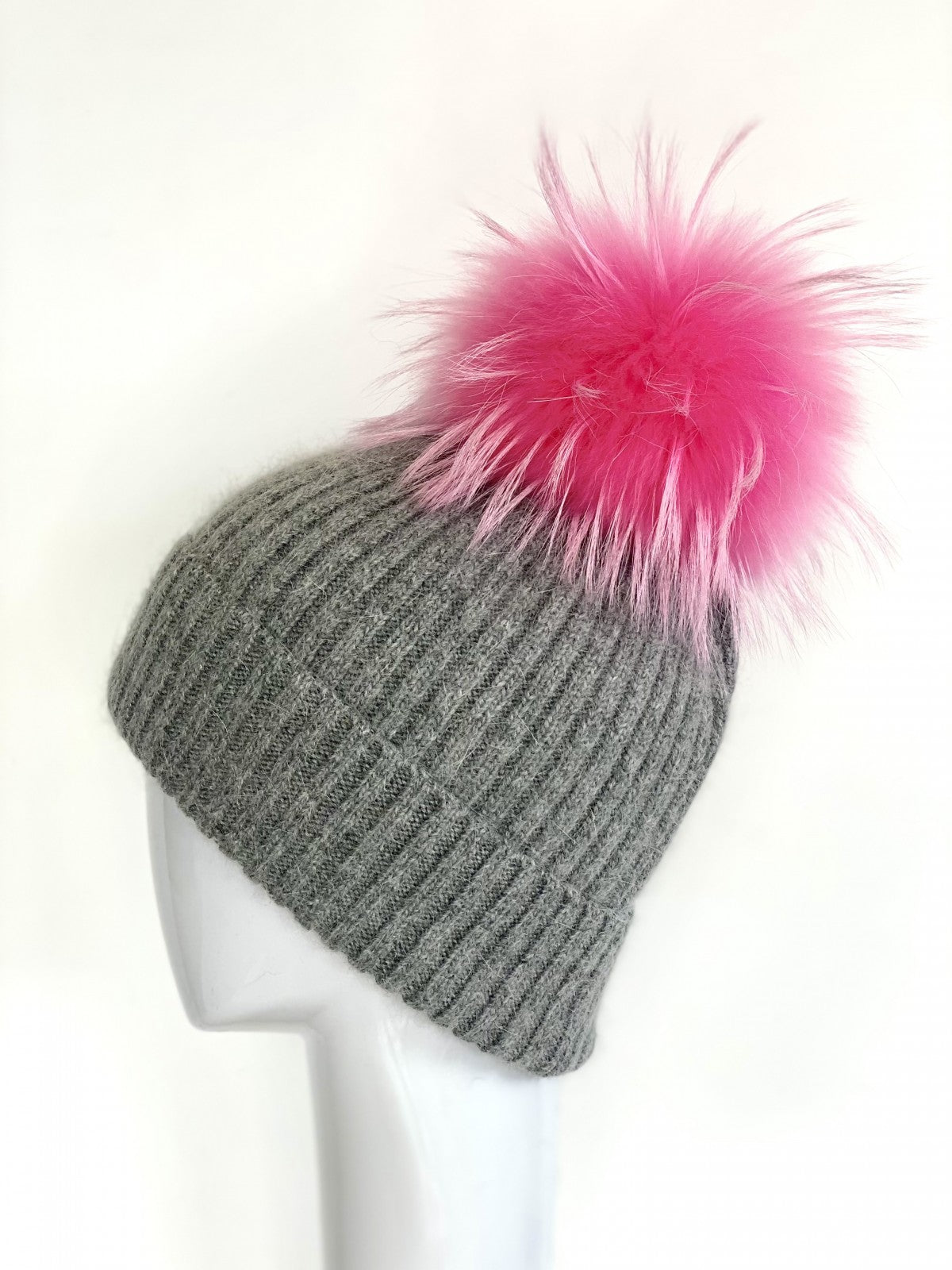 Angora/Wool Blend Hat in Bubble Gum