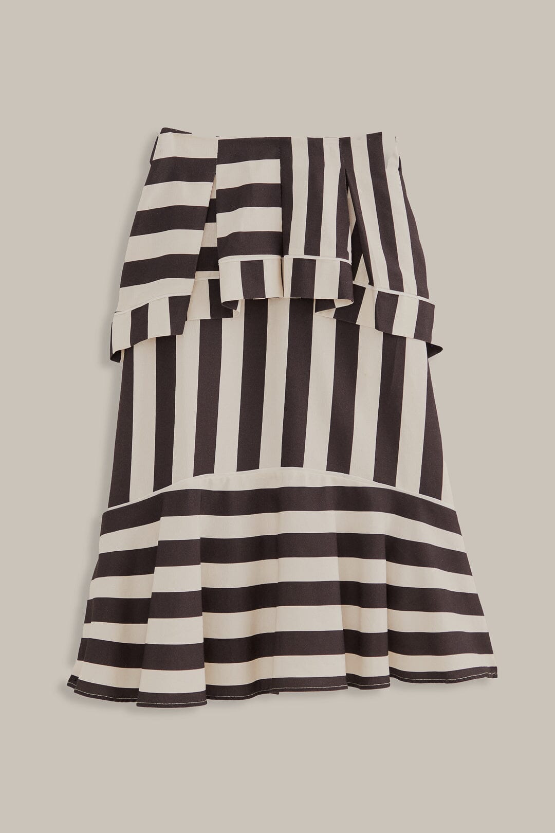 Mixed Stripes Black Midi Skirt