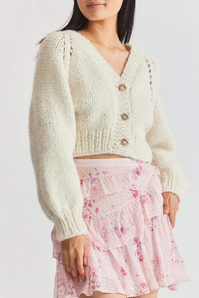 Marshe Crop Cardigan in Antique White