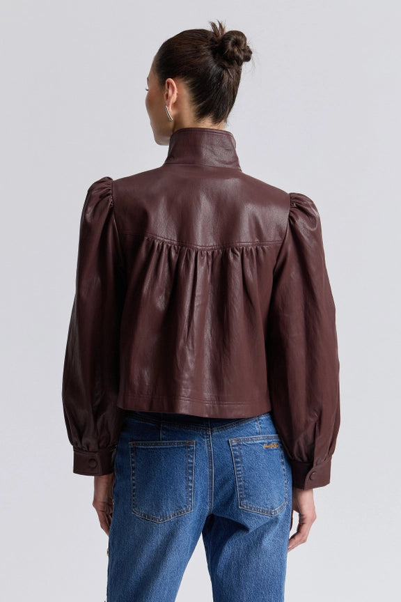 Faux-Ever Leather Puff Sleeve Jacket