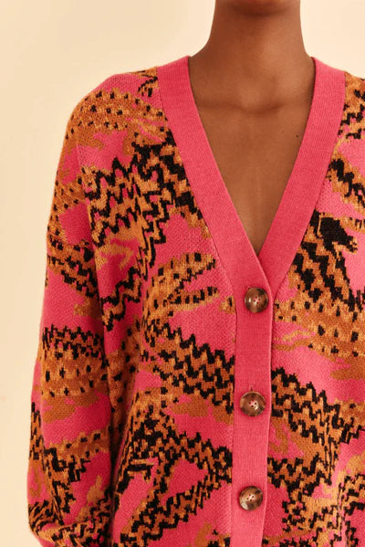 Croco Pink Knit Cardigan