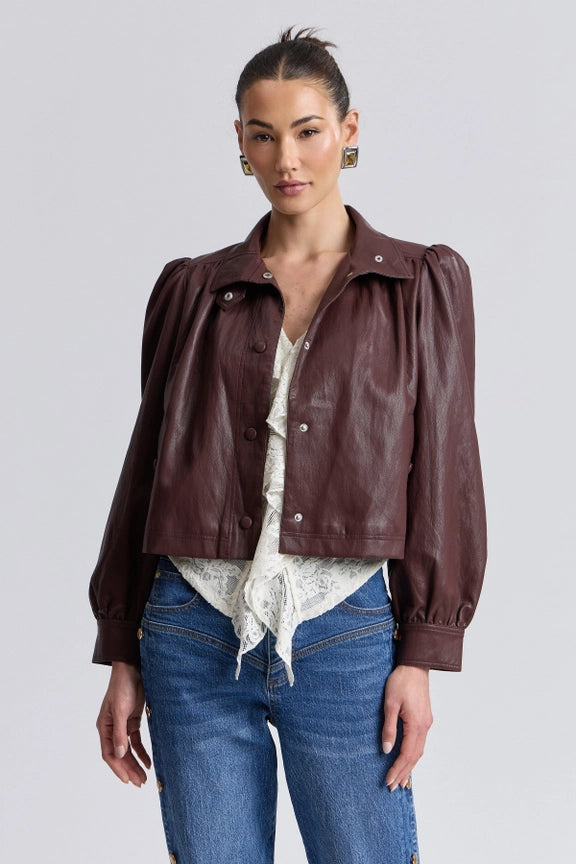 Faux-Ever Leather Puff Sleeve Jacket