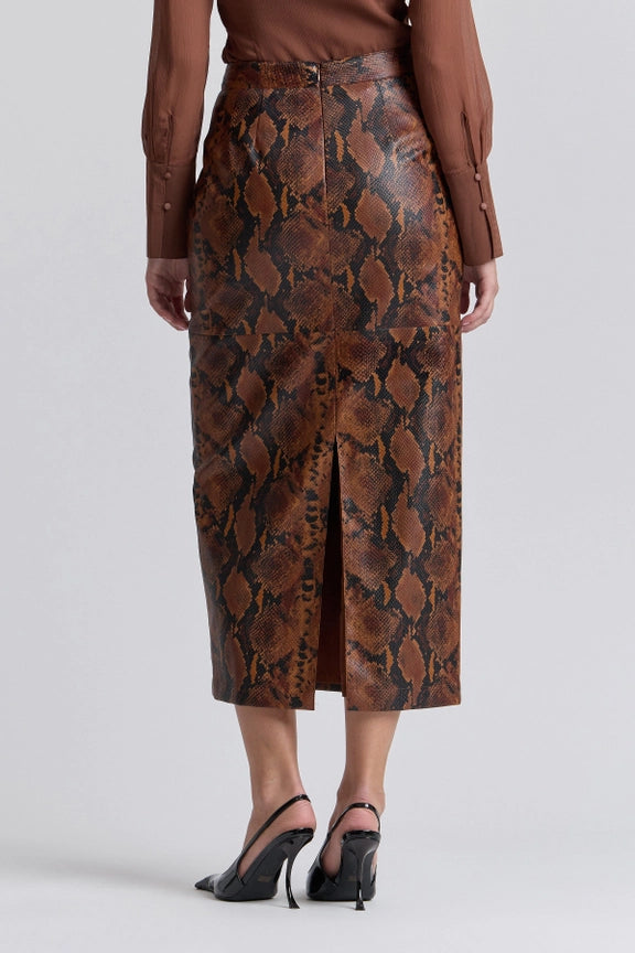 Snake Print Faux-Ever Leather Maxi Skirt