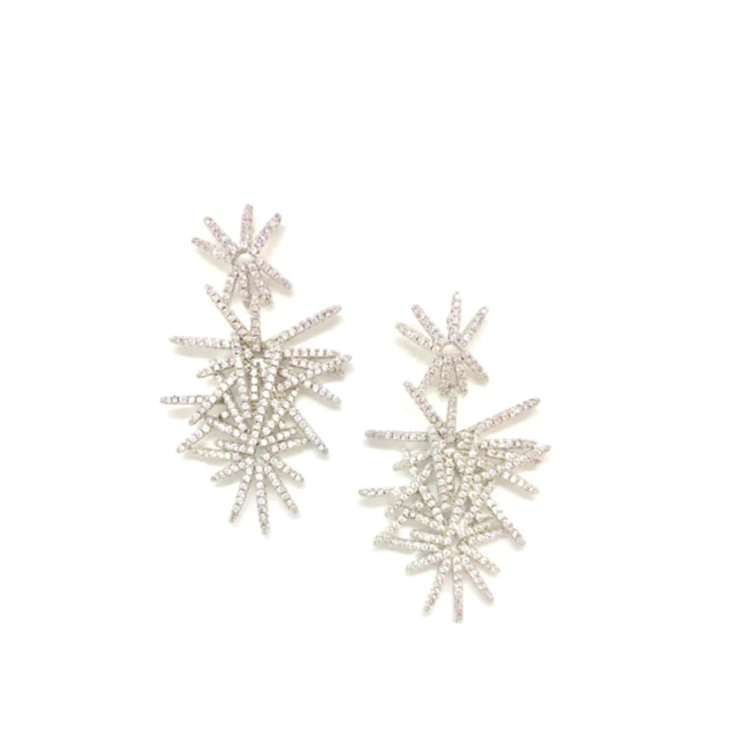 Silver Pave Firework Drop Earring