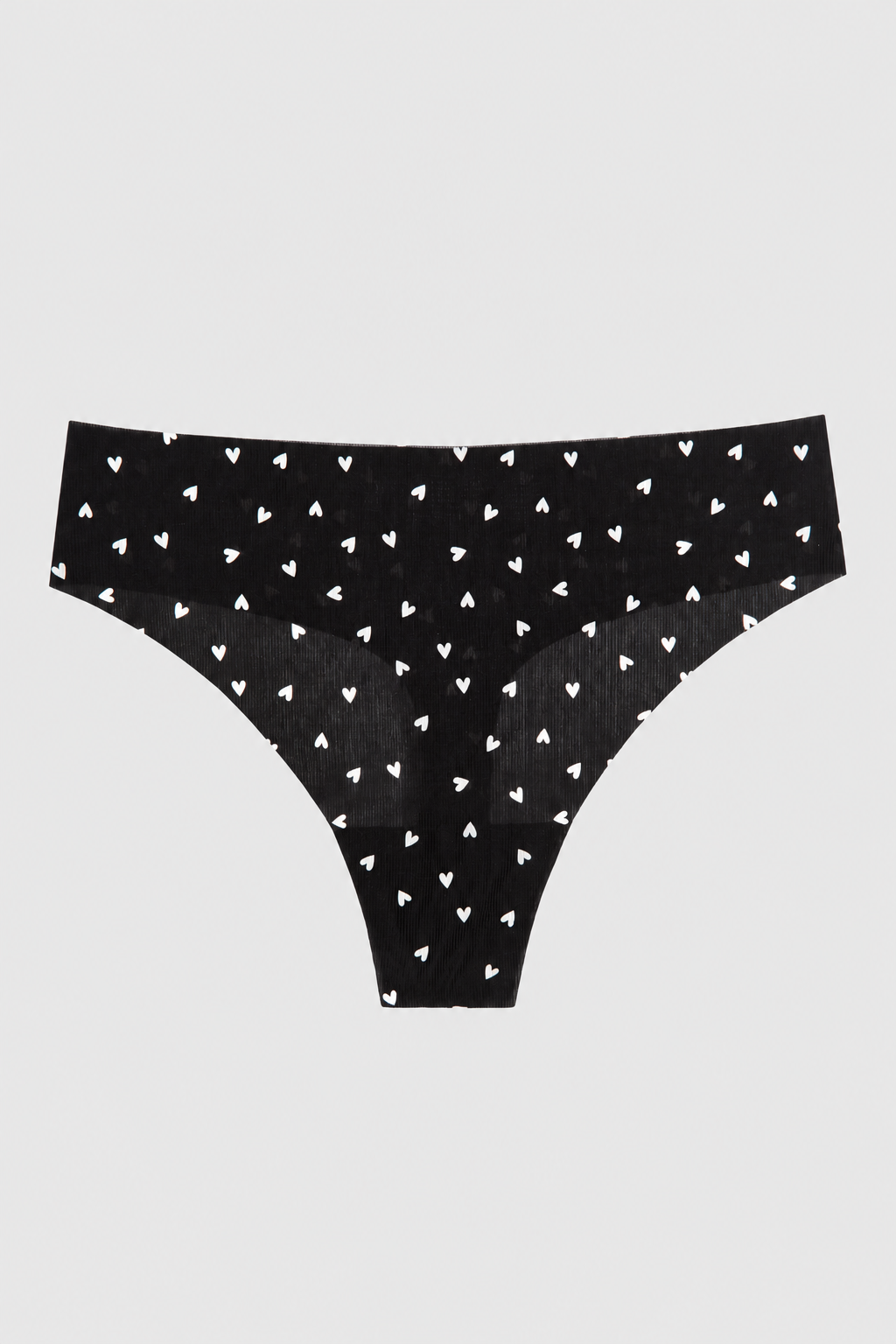 Like Nothing Thong 25210 in Black Ditsy Hearts, product-only front