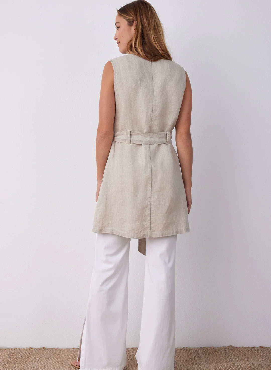 Sleeveless Belted Blazer