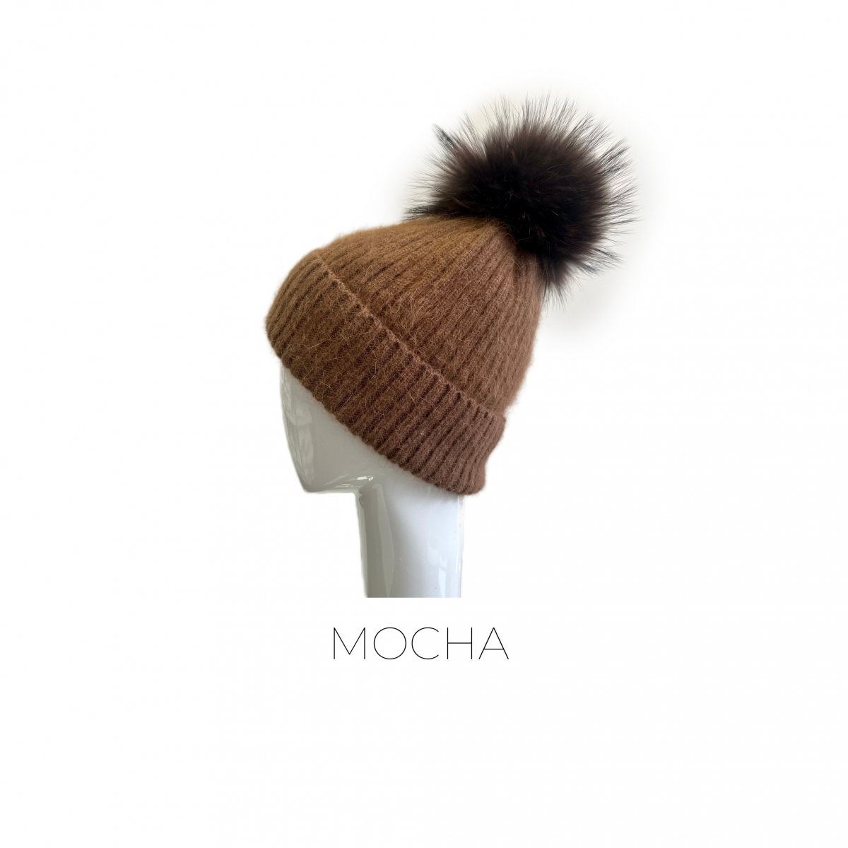 Angora/Wool Blend Hat in Mocha