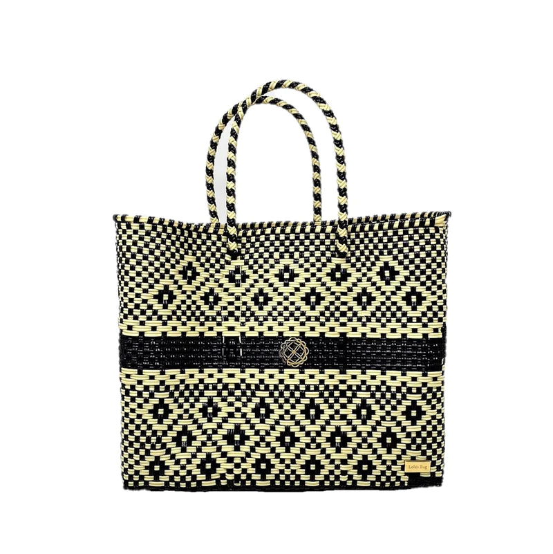 Small Black Beige Aztec Stripe Tote