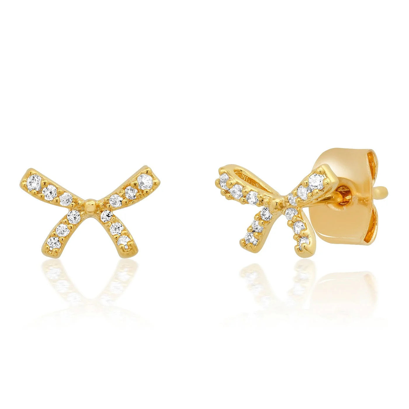 Pavé Cz Gold Bow Earrings