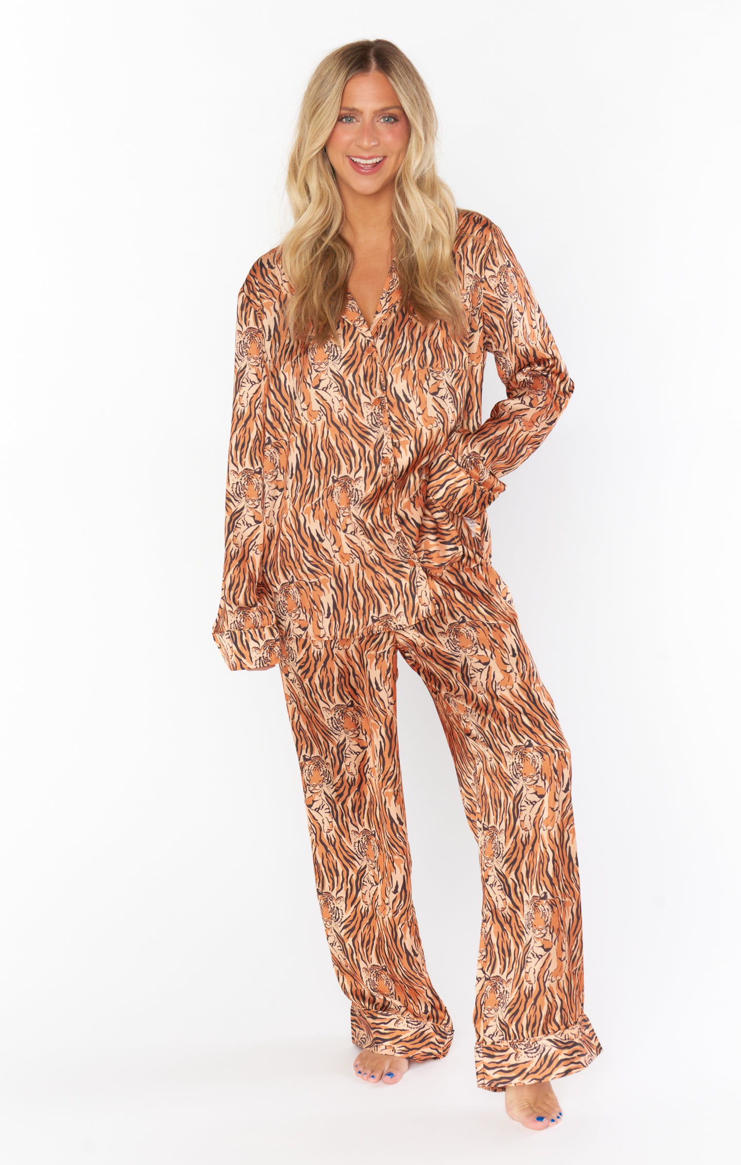 Classic PJ Set in Royal Tiger Silky