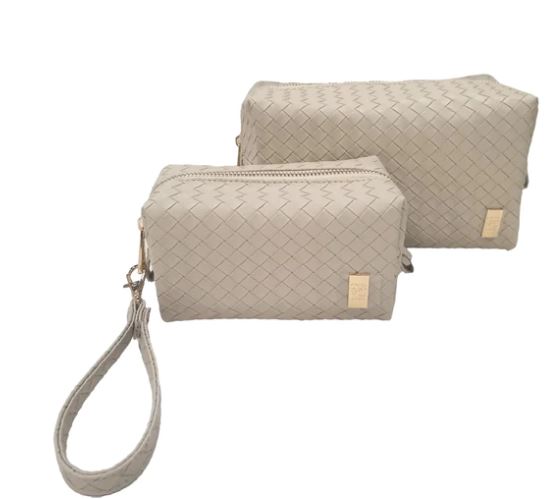 Luxe Duo Dome Bag Set in Woven Bisque