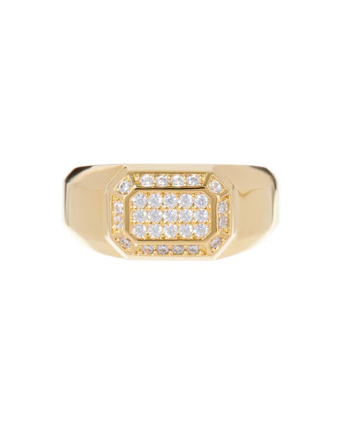 Faceted Diamond Signet Ring