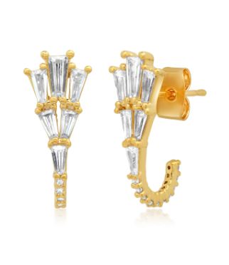 Art Deco Fan CZ Huggie