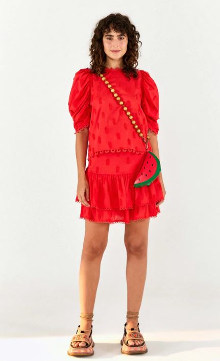 Red 3D Pineapple Skirt