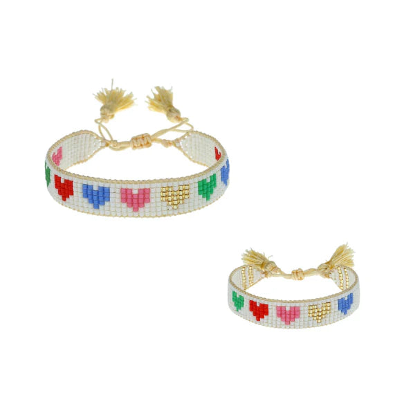 Mini & Me: Rainbow Hearts Bracelet Set