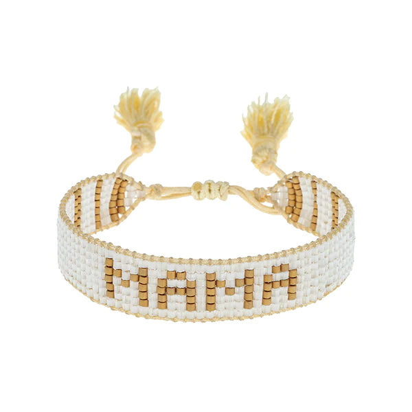 Small White &amp; Gold Mama Bracelet