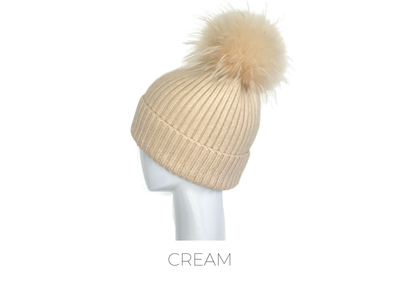 Angora/Wool Blend Hat in Cream