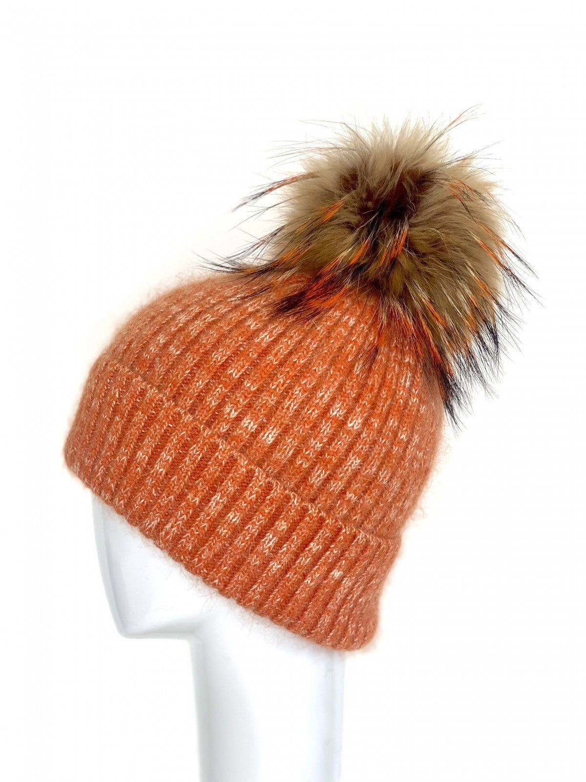 Tweed Pom Hat - Orange