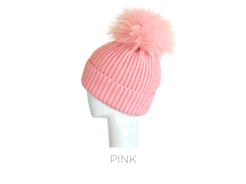Angora/Wool Blend Hat in Petal Pink