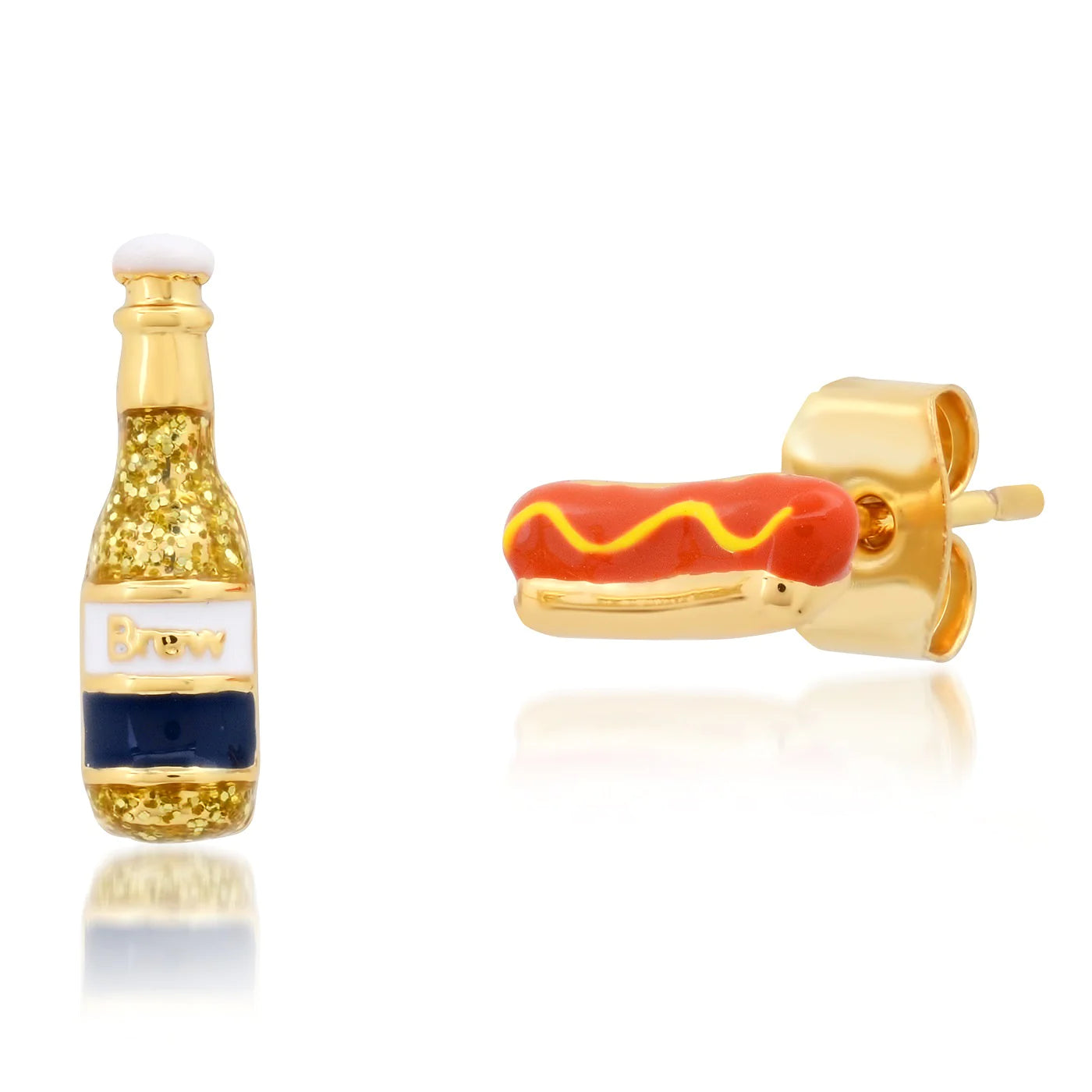 Beer &amp; Hot Dog Mix Match Earring
