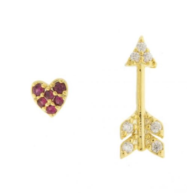 Pave Arrow Post w/ Red Heart