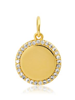 Pave Gold Disc Charm