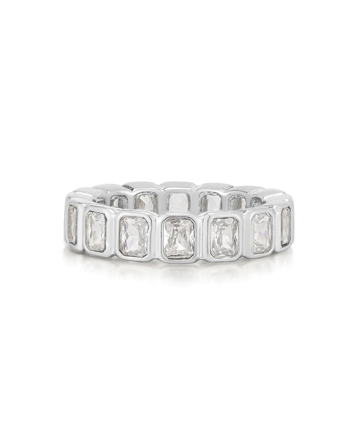 Bezel Emerald Ballier Ring Clear/Silver